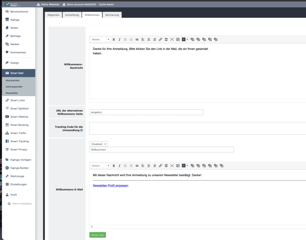 Smart Mail Willkommens-Nachrichten für neue Leads