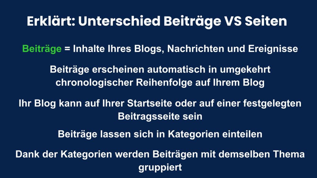 Unterschied Beiträge und Seiten in WordPress