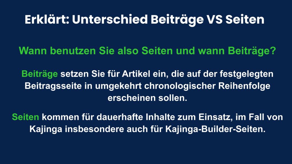 Unterschied Beiträge und Seiten in WordPress