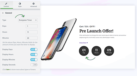 Kajinga Builder Widget Evergreen Timer