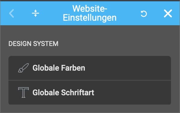 Kajinga Builder Globale Seiten-Einstellungen