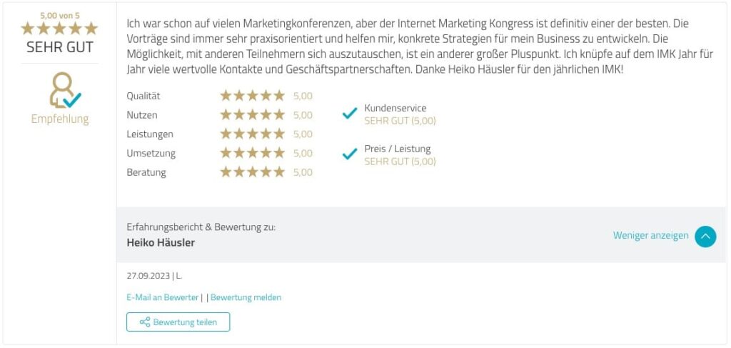 Testimonial Kajinga User Proven Expert